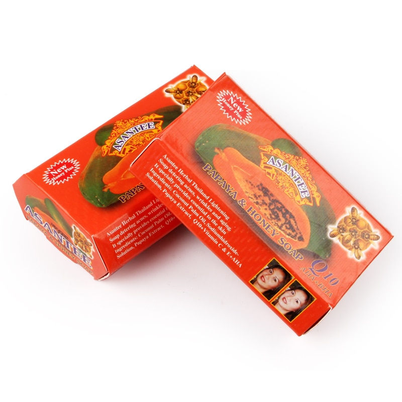 Миниатюра: 2 Pack Thailand ASANTEE Papaya Honey Herb Soap Whitening Handmade Soap Lighteni