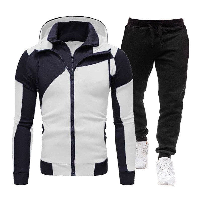 Thumbnail: 2022 New Men Tracksuit Zipper Hoodies+Sweatpants Suit Autumn Winter Warm Tracks