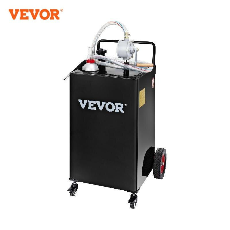 الصورة المصغرة: VEVOR Fuel Caddy Portable Fuel Storage Tank 35 Gallon 4 Wheels with Manuel Pump