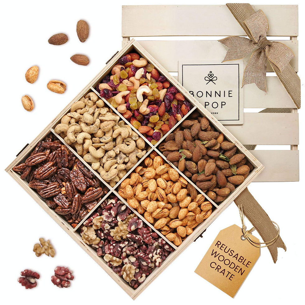 Thumbnail: Bonnie and Pop Nut Gift Basket, in Reusable Wooden Crate,  Easter Gift Set Heal