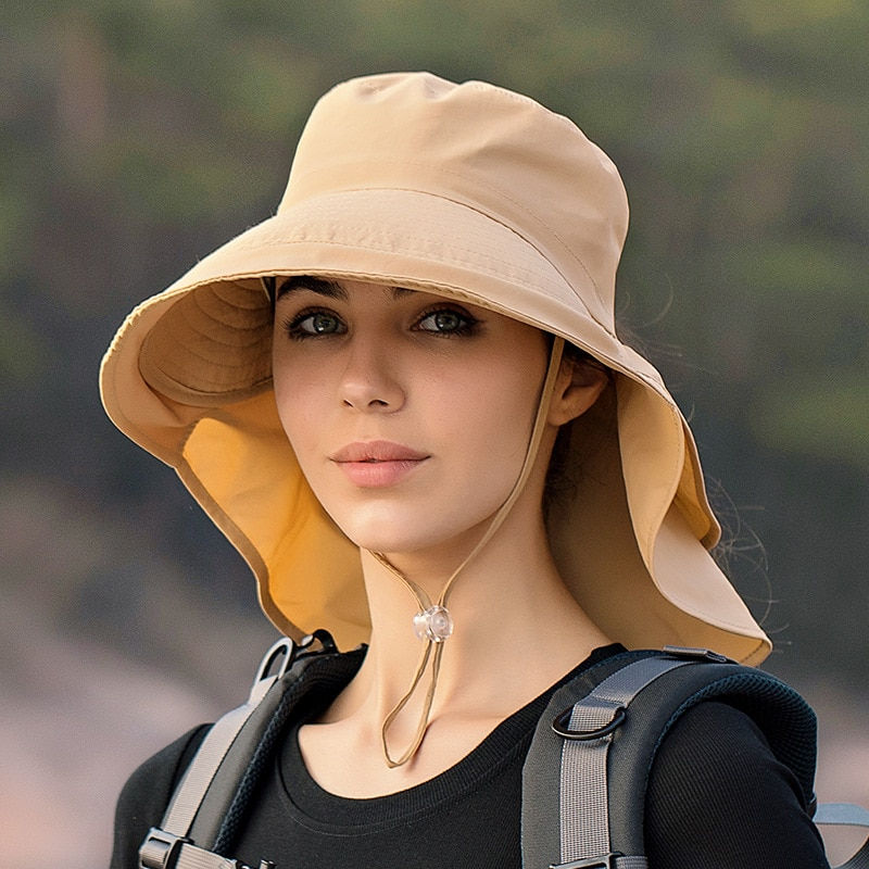 Thumbnail: Designer Lightweight Ponytail Hole Visor Hats Summer Bucket Hats for Women Big 