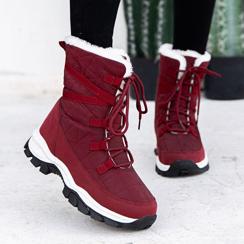 Miniaturbild: New Fashion Snow Boots for Women Warm Plush Winter Boots Waterproof Ankle Boots