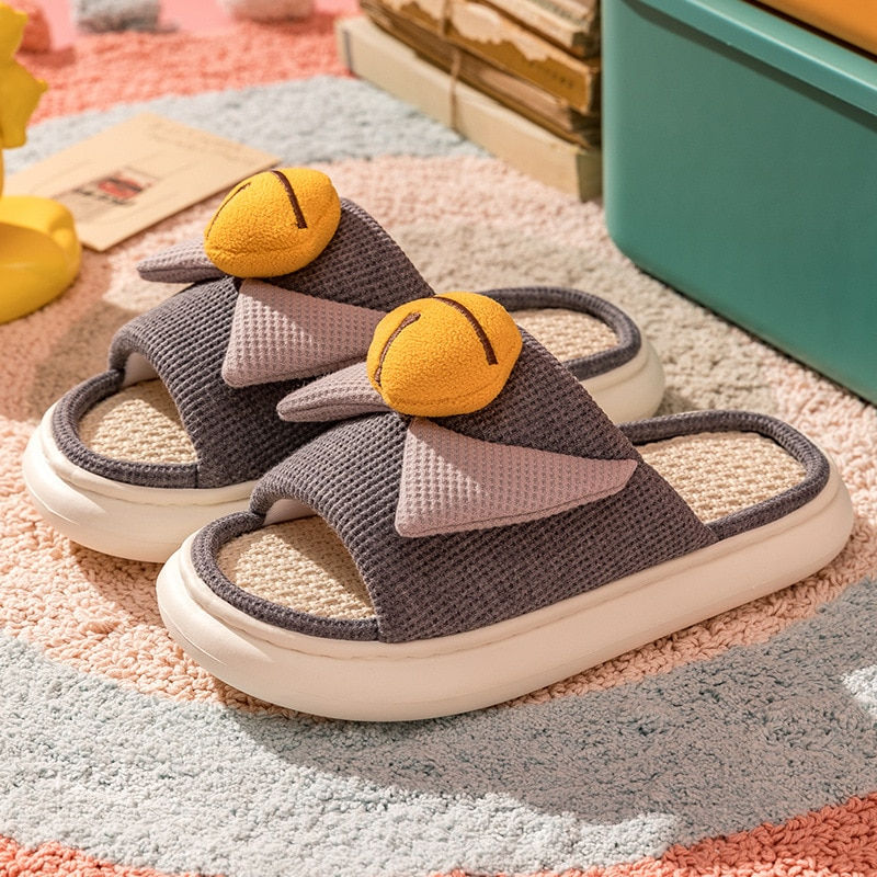 Миниатюра: Cute Cartoon Bowknot Women's Slippers New Platform Flat Shoes Indoor Slippers B