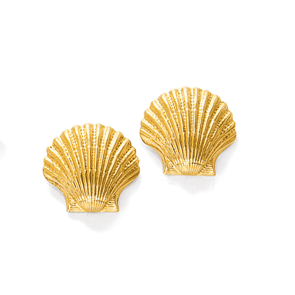 Thumbnail: Ross-Simons 14kt Yellow Gold Seashell Motif Earrings