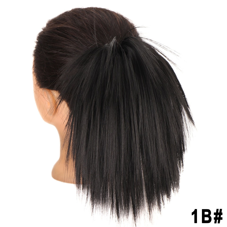 Thumbnail: LUPU Synthetic Straight Donut Chignon With Elastic Band Scrunchies Messy Hair B
