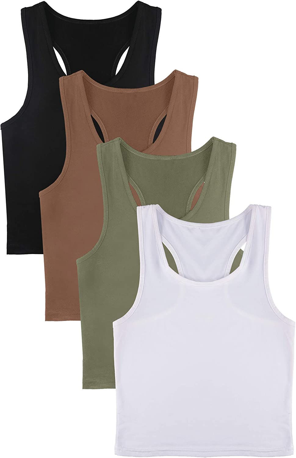 Thumbnail: Boao 4 Pieces Basic Crop Tank Tops Sleeveless Racerback Crop Sport Top for Women