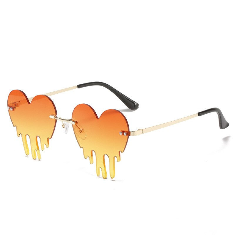 Thumbnail: Popular Unique Heart Rimless Sunglasses Women New Fashion Red Blue Tears Shape 