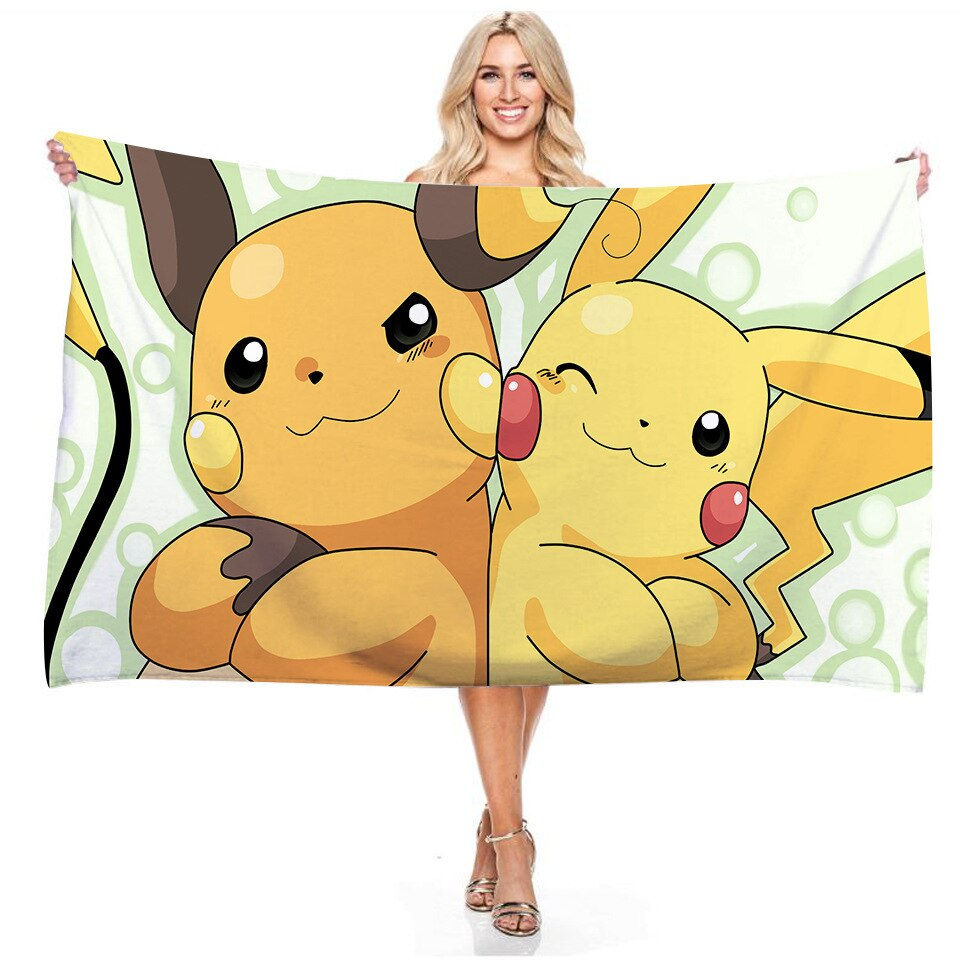 Thumbnail: Pokemon New Pikachu Raichu Children's Cartoon Bath Towel Beach Towel Couple Bat