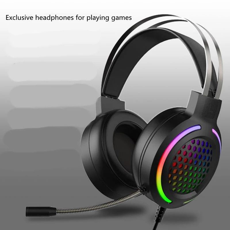 Miniatura: X2 RGB Game Luminous Earphone Wired USB Computer Network Class Head-Mounted Hea