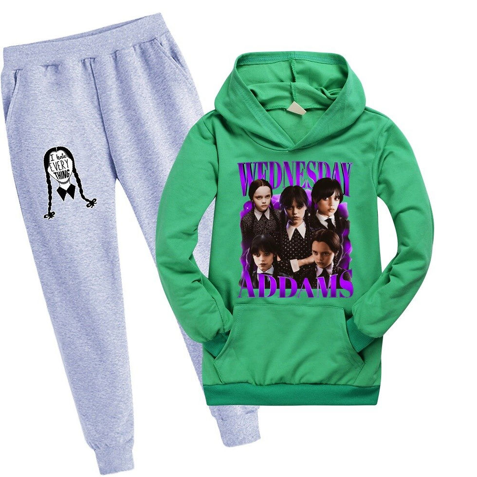 Thumbnail: New Wednesday Addams Children Hoodies Coat+Pants 2Piece Set Teens Girl Boys Spr