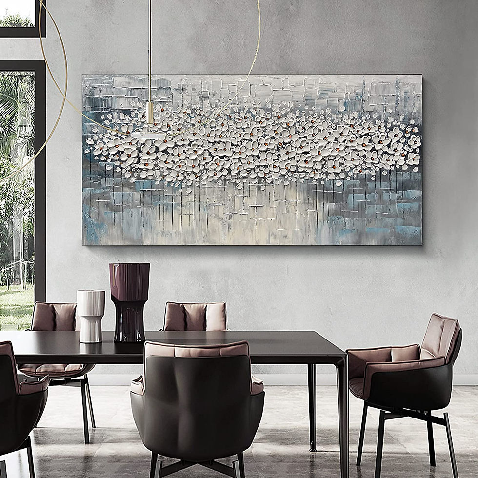 Thumbnail: Abstract Cherry Floral Oil Painting on Canvas, Large Original Hand-painted 3D T