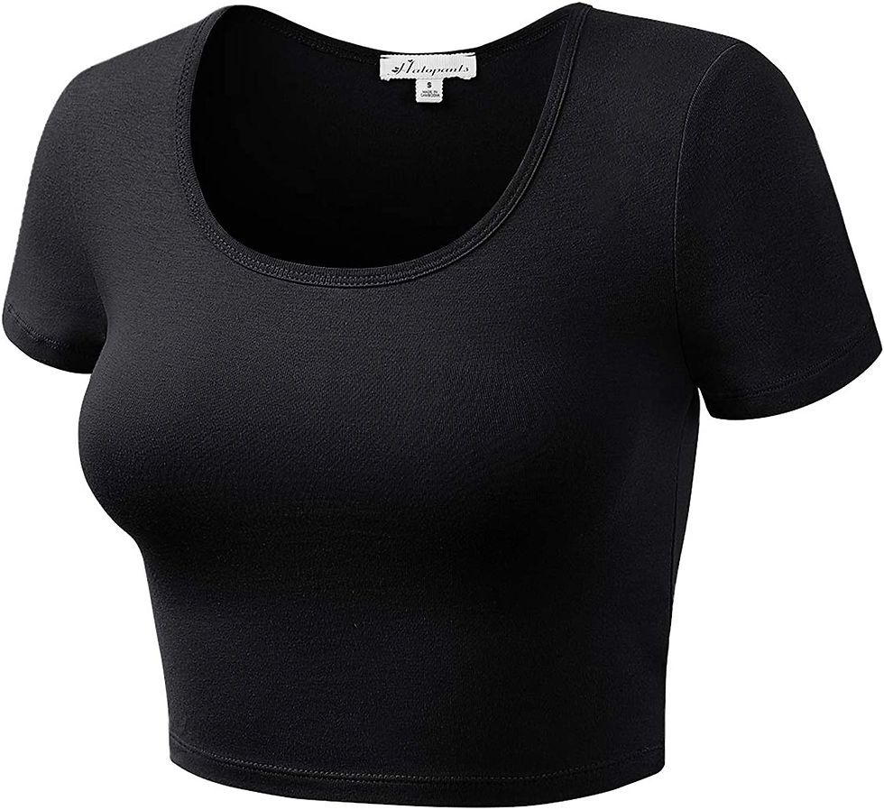 Thumbnail: Women's Cotton Basic Scoop Neck Crop Top Short Sleeve Tops