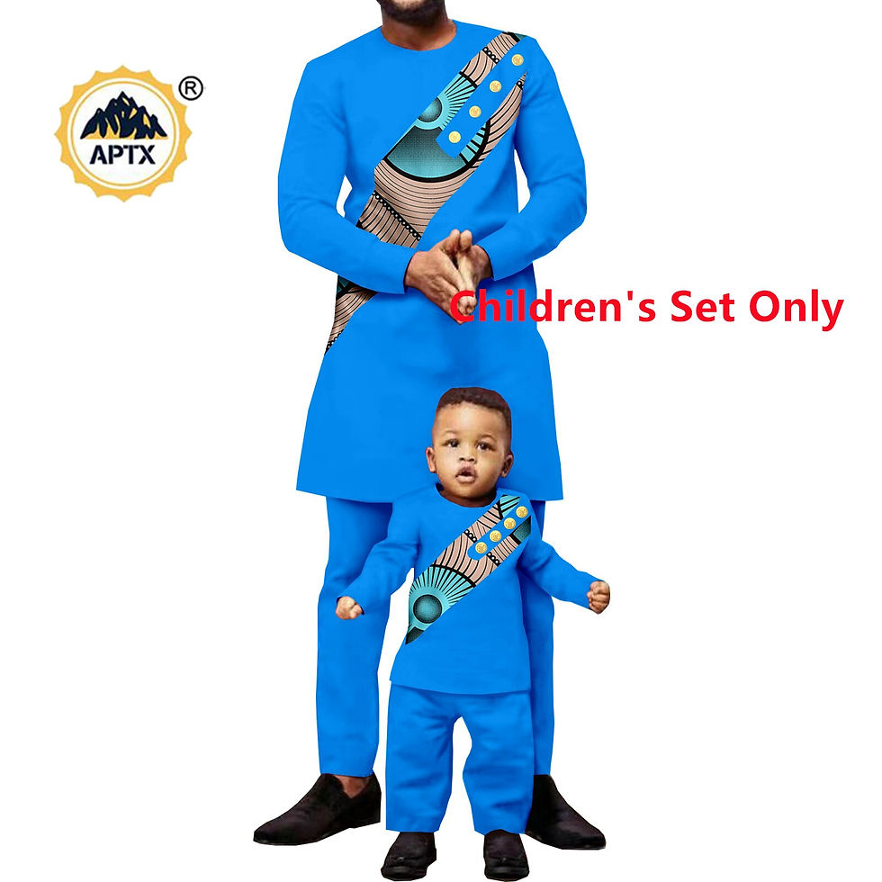 Thumbnail: African Clothes for Family Dashiki Match Men& Chirdren Outfits Bazin Top and Pa