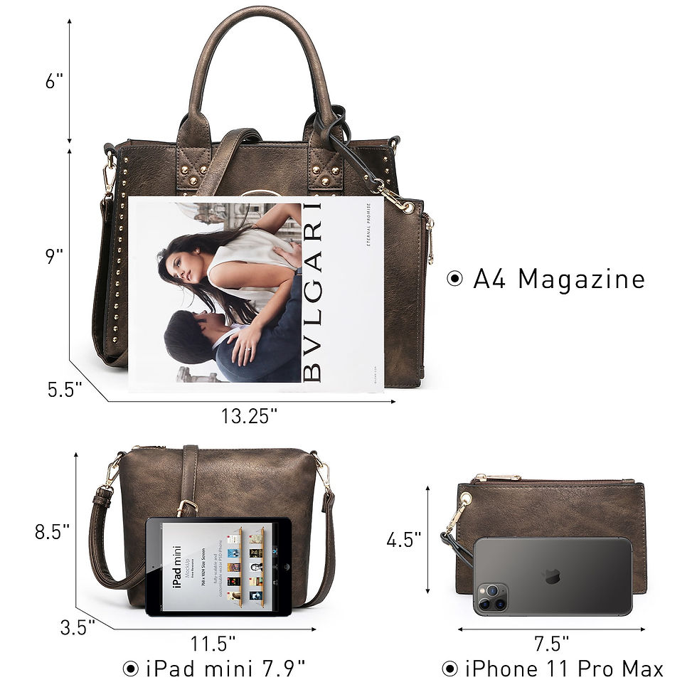 Thumbnail: Women's 3Pcs Purse Handbag Shoulder Bag Tote Satchel Hobo Bag Briefcase Work Ba