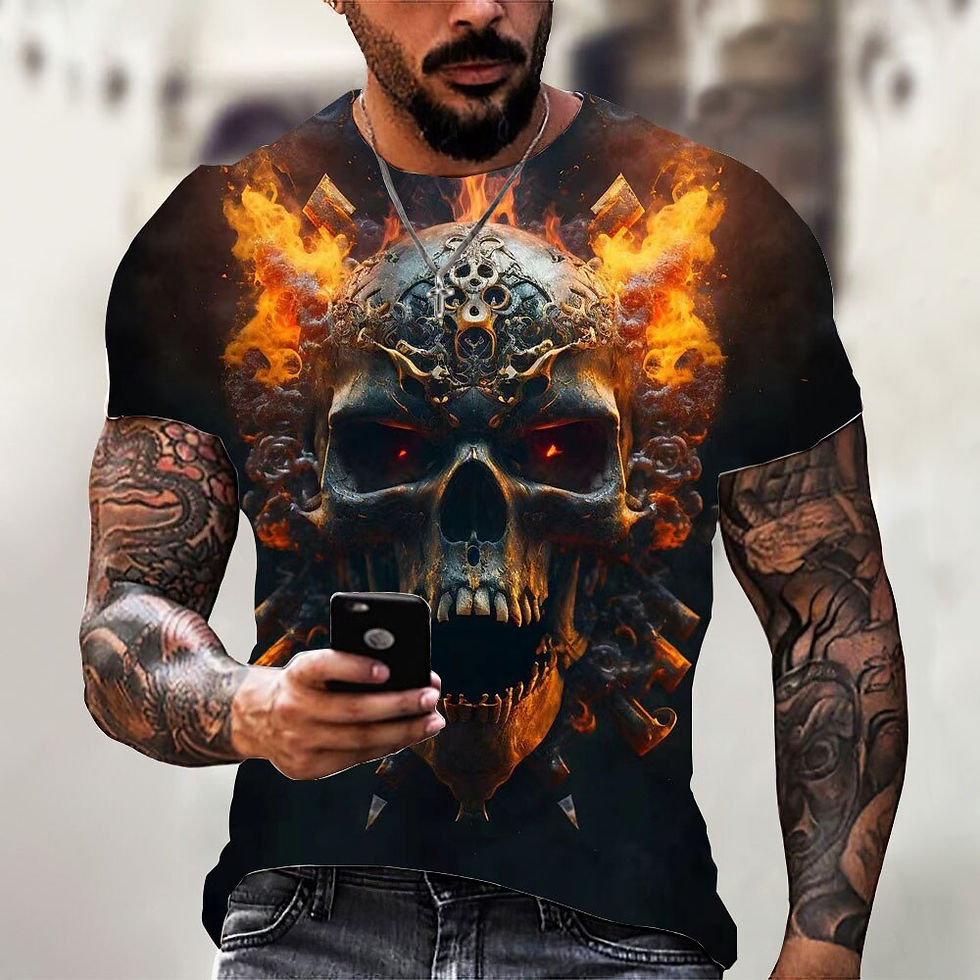 Thumbnail: 2023 Men's Skull Tshirt 3D Printed Skull Graphic T-shirts For Men Oversized Sho