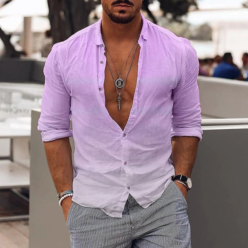 Thumbnail: Gradual Men's Shirts Fashion Collar Long Sleeve Shirts For Men Simple Casual Ma