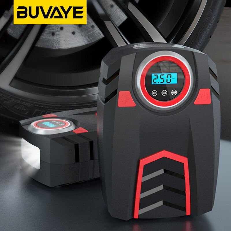 Thumbnail: BUVAYE Portable Car Air Pump Car Motorcycle Air Automatic Inflator DC 12V Digit