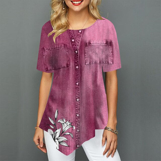 Thumbnail: Summer Women T-Shirts 3d Print Tops Fashion Casual Female Tee O Neck Short Slee