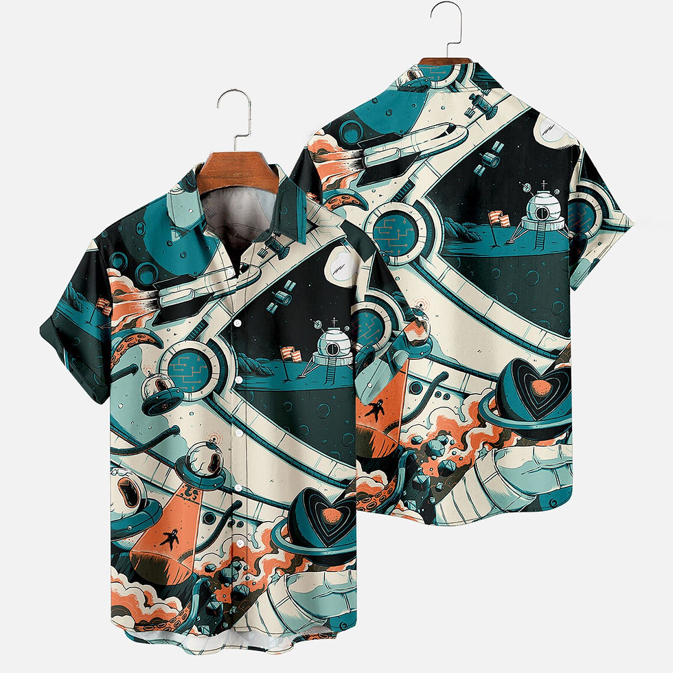 Thumbnail: Men's Shirts Fashion Casual Beach Summer Outdoor Vintage Short Sleeve 3D Starry