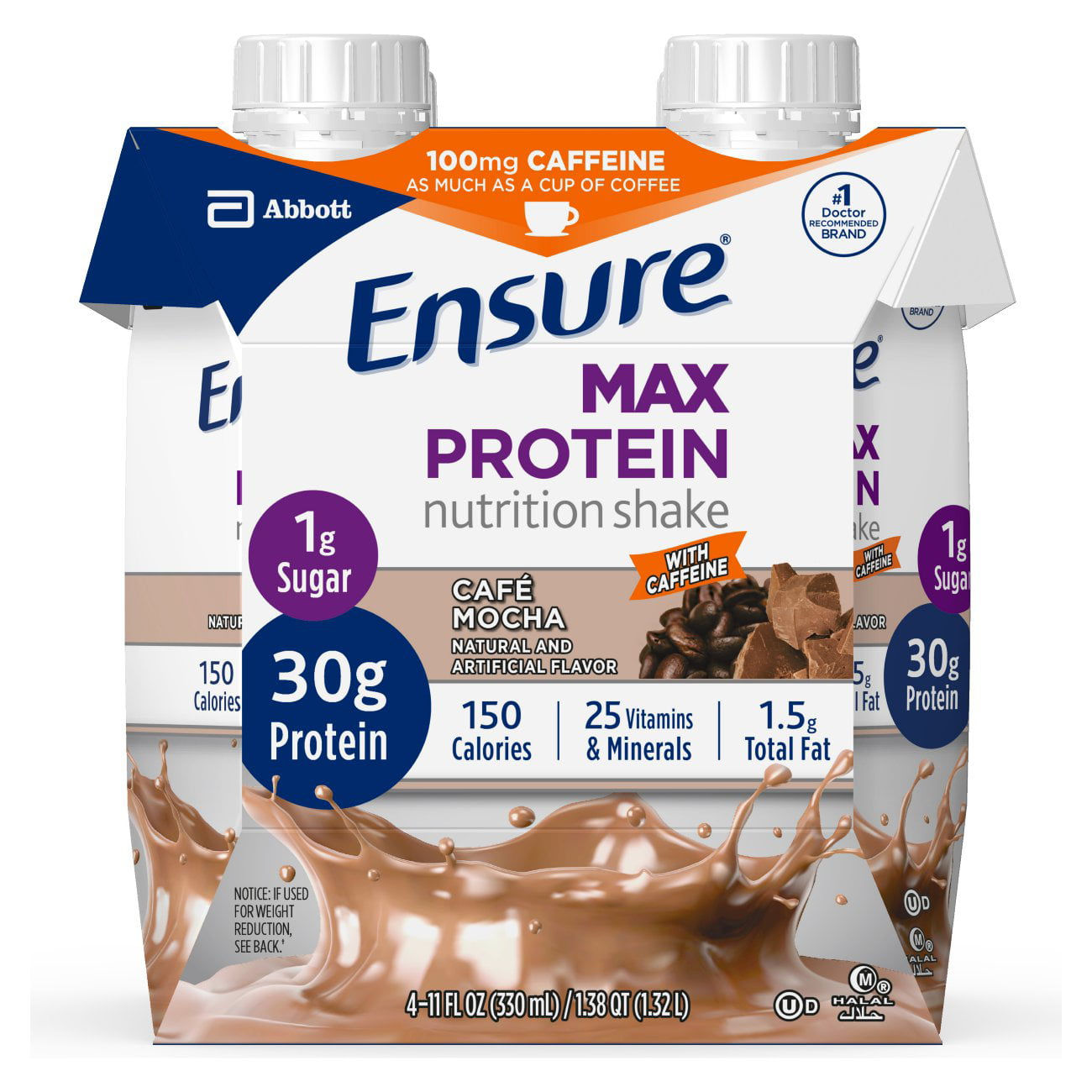 Ensure Max Protein Nutrition Shake, Café Mocha, 11 fl oz, 4 Count Keto