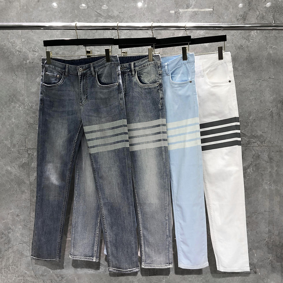 Thumbnail: New Korea Fashion Brand Jeans Men Four Seasons Jeans 4-bar Striped  Straight Re