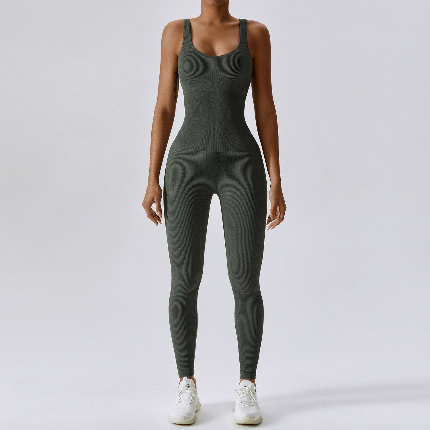 Rib One Piece Seamless Yoga Set Women Tracksuits Sportswear Gym Push Up Workout