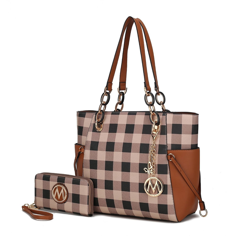 Miniatura: MKF Collection Yale Checkered Tote Handbag with Wallet by Mia K.