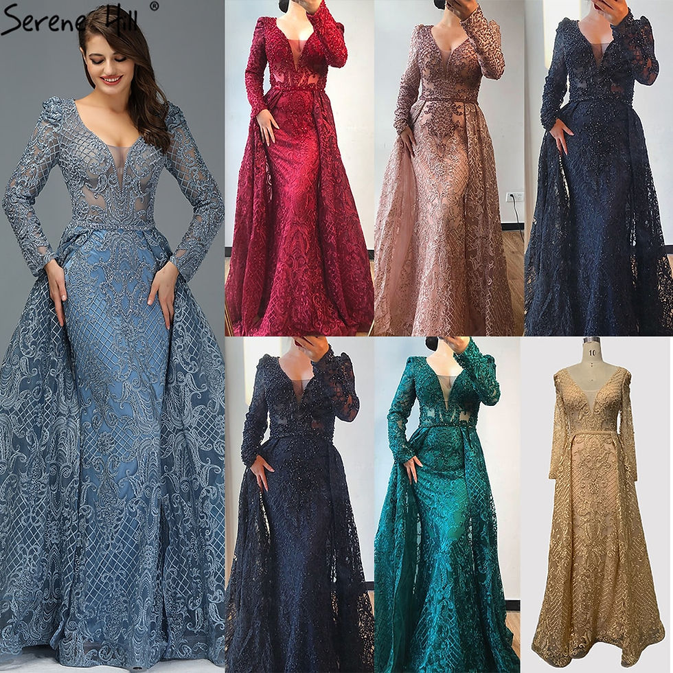 Miniaturbild: Elegant Luxury With Train Evening Party Wear Dresses for Women Plus Size