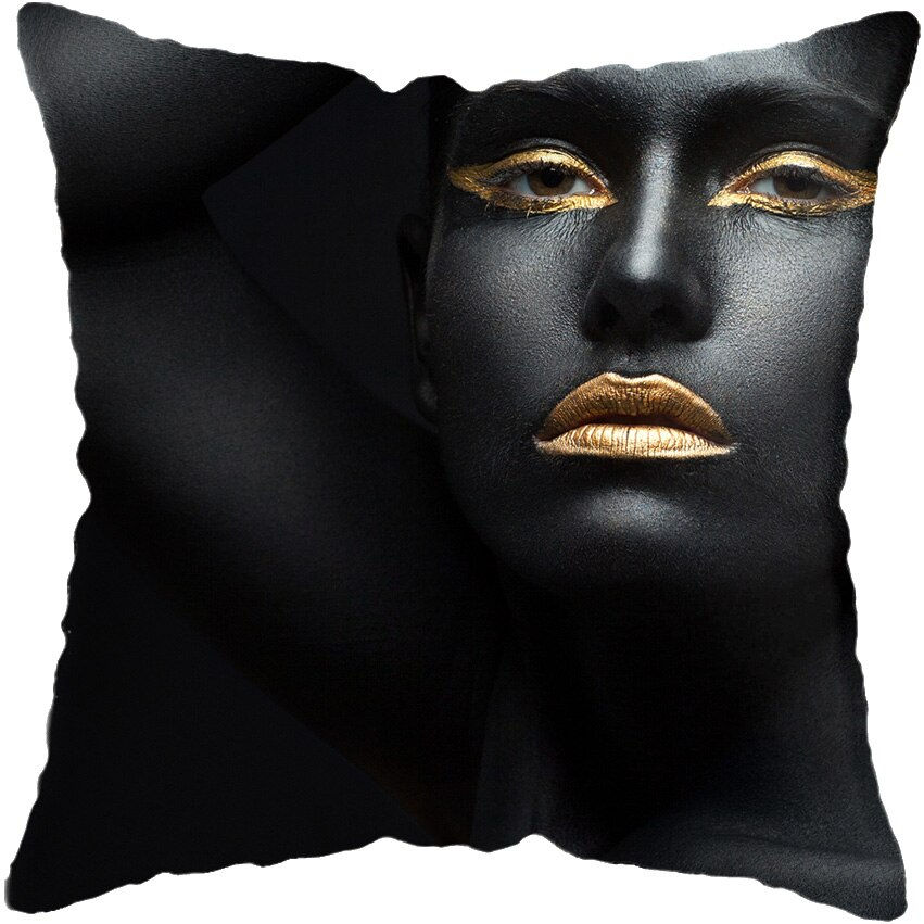 Miniature : 45*45CM Modern Living Room Black Gold African Lady Woman Style Look Art Deco So