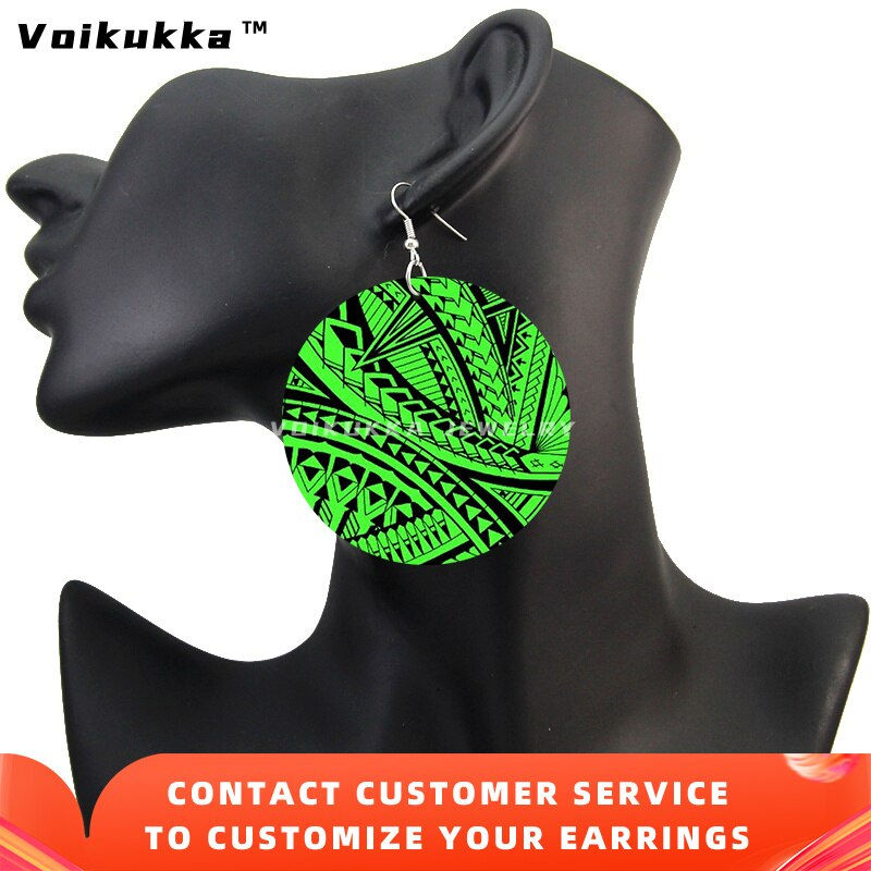 Thumbnail: Voikukka Jewelry 6 CM Circle Hawaii Polynesian Pattern Bohemian Both Sides Prin