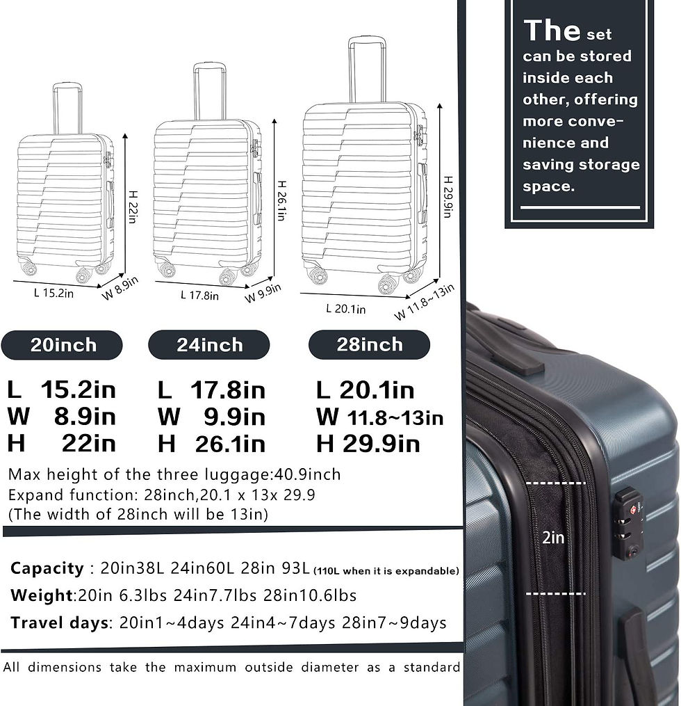 Miniatura: COOLIFE Luggage Expandable Suitcase Luggage set PC ABS TSA Lock Spinner Carry o