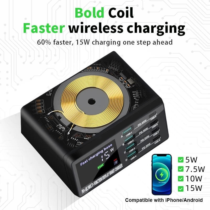 Thumbnail: 110W Wireless Charger 8 Ports USB Phone Chargers Station Fast Charging QC3.0 PD