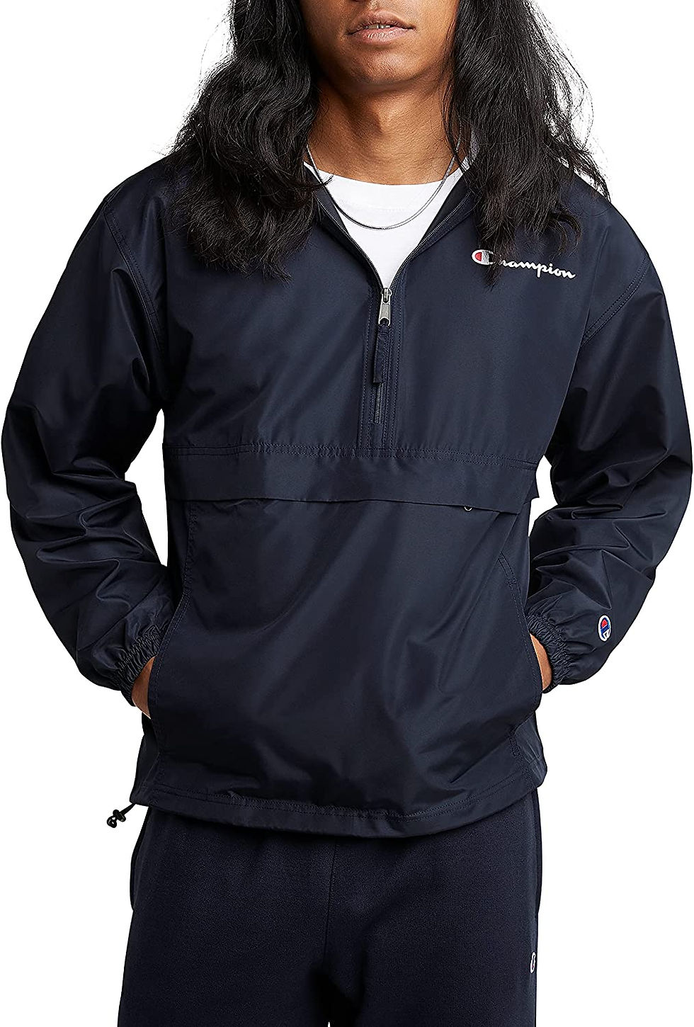 Thumbnail: Champion Men's Packable Recycled Windbreaker Jacket, Wind- and Water-Resistant 