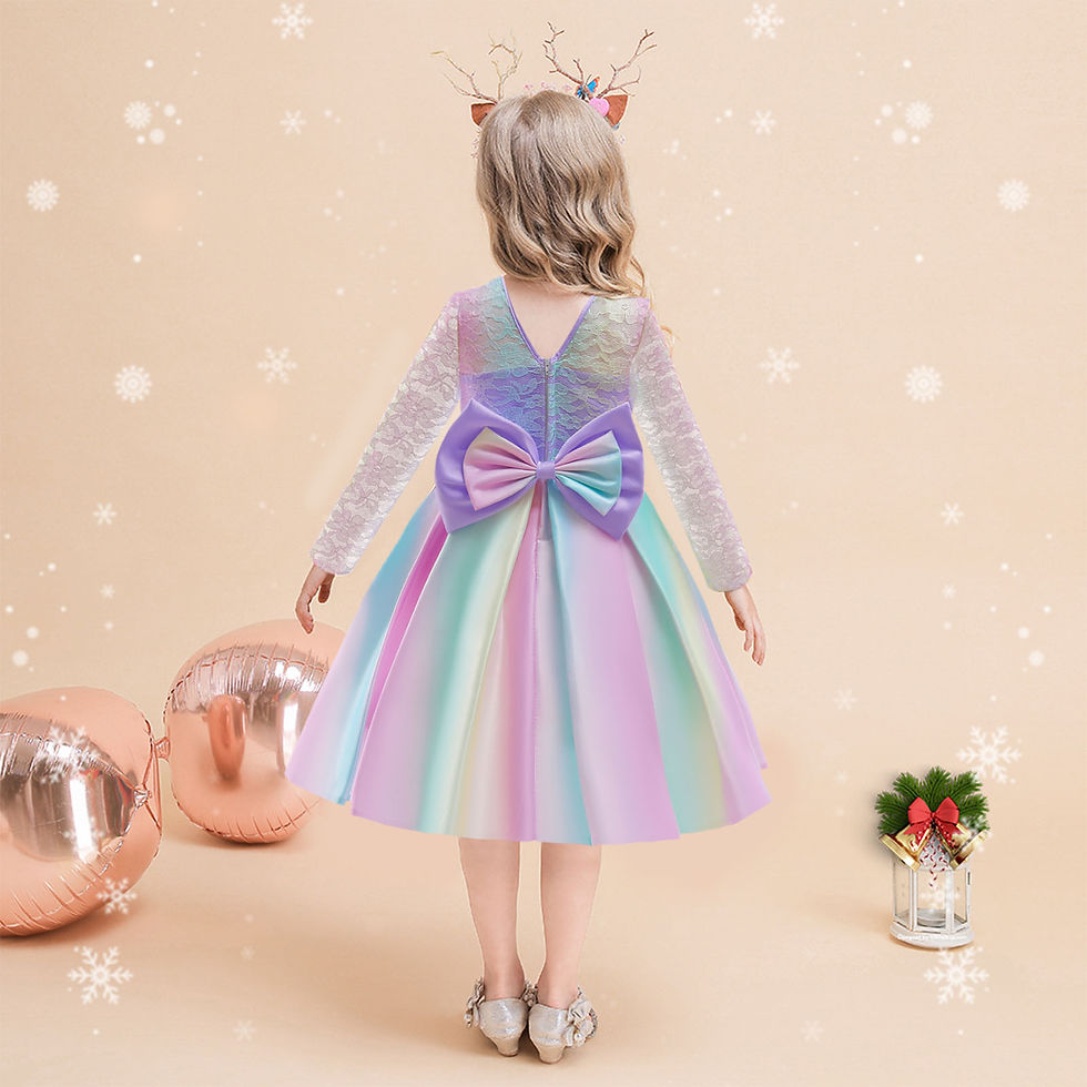 Thumbnail: fvwitlyh Girls Dresses 7-8 Girls Clothes Child Girls Bowknot Multicolor Pageant