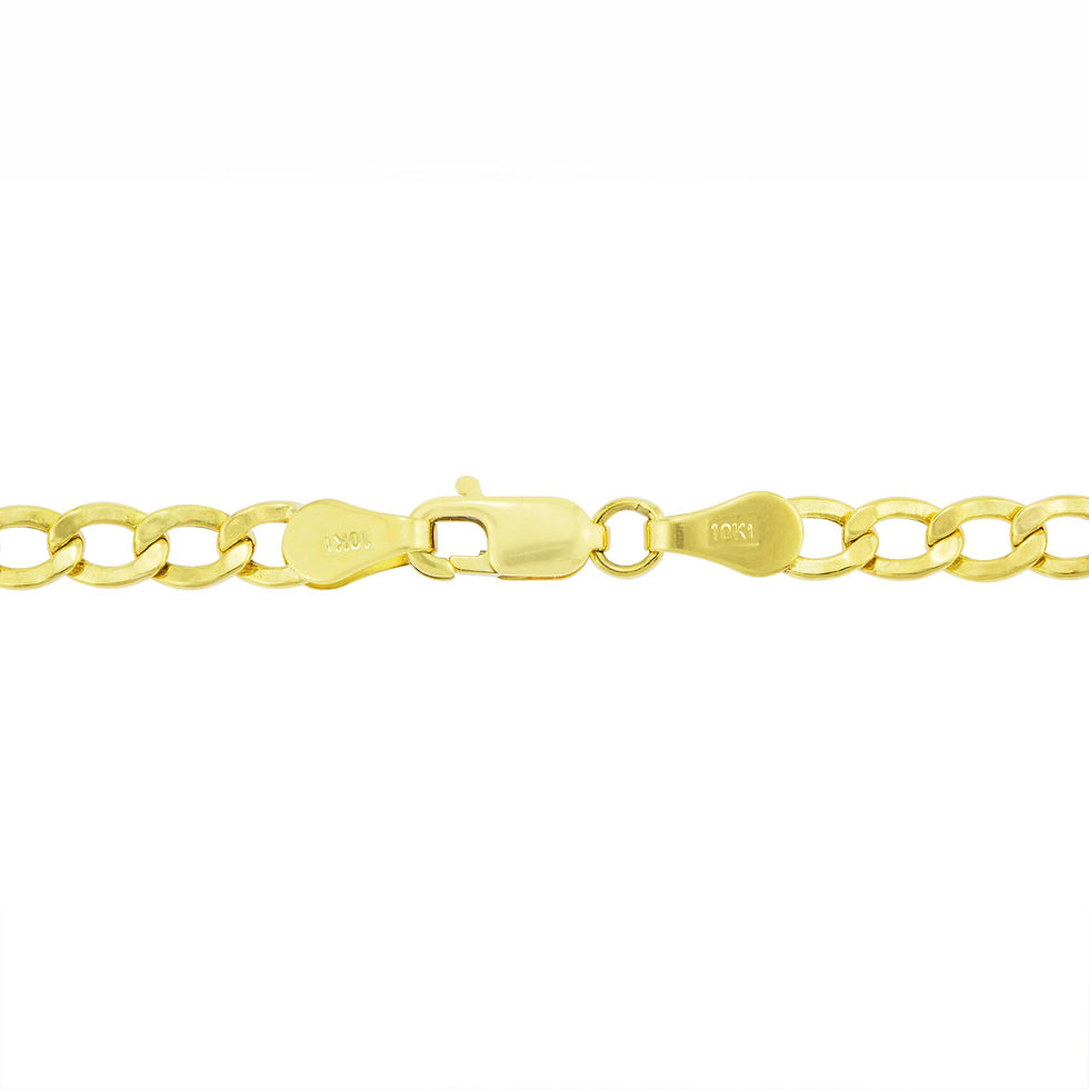 الصورة المصغرة: Nuragold 10k Yellow Gold 3.5mm Cuban Curb Link Chain Pendant Necklace, Mens Wom