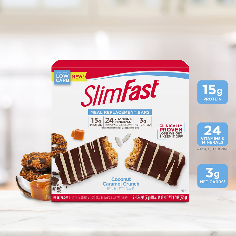 Miniature : SlimFast Meal Replacement Bars, Coconut Caramel Crunch, 5 Count