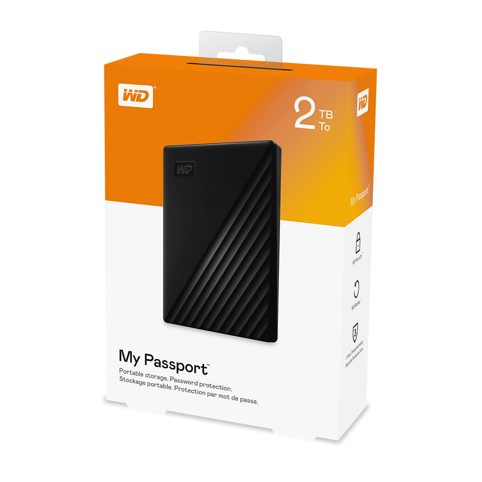 Thumbnail: WD 2TB My Passport Portable External Hard Drive, Black - WDBYVG0020BBK-WESN