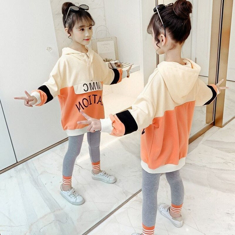 Miniature : New Kids Clothes Sets Girls Autumn Clothing Big Children'S  Casual Hooded Sweat