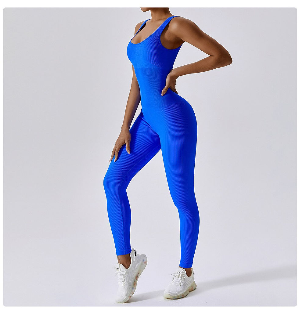 Thumbnail: Seamless Elastic Thread Jumpsuit Dance Fitness Sports U-Neck Sleeveless Women's