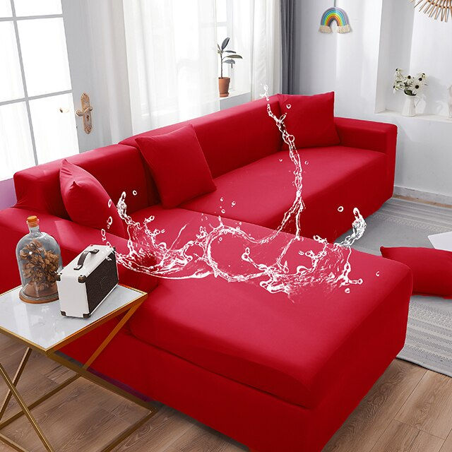 Thumbnail: Waterproof Sofa Covers Solid Color 1/2/3/4-seater Corner Couch Covers Elastic S