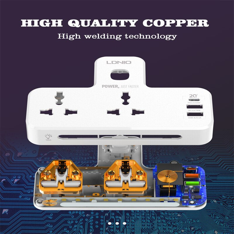 Thumbnail: LDNIO SC2311 Universal Power Strip Multi-functional Night Lamp Extension Smart 