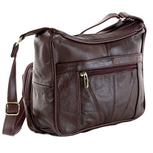 الصورة المصغرة: Women's Leather Organizer Purse Shoulder Bag Multiple Pockets Cross Body Handbag