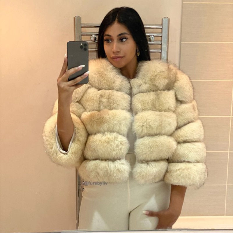 Thumbnail: Fashion winter jackets women Warm fur coats women Coats Natural Fox Fur Coat Re