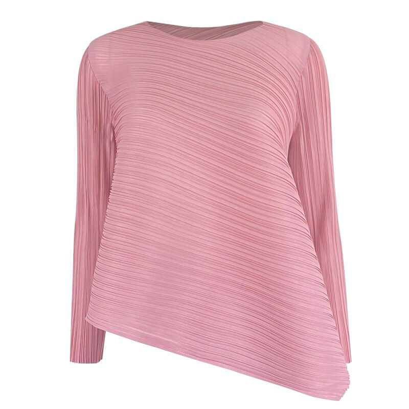 Thumbnail: Pleated Aesthetic Clothes Spring Summer Loose Casual Long Sleeve Tops T-Shirt