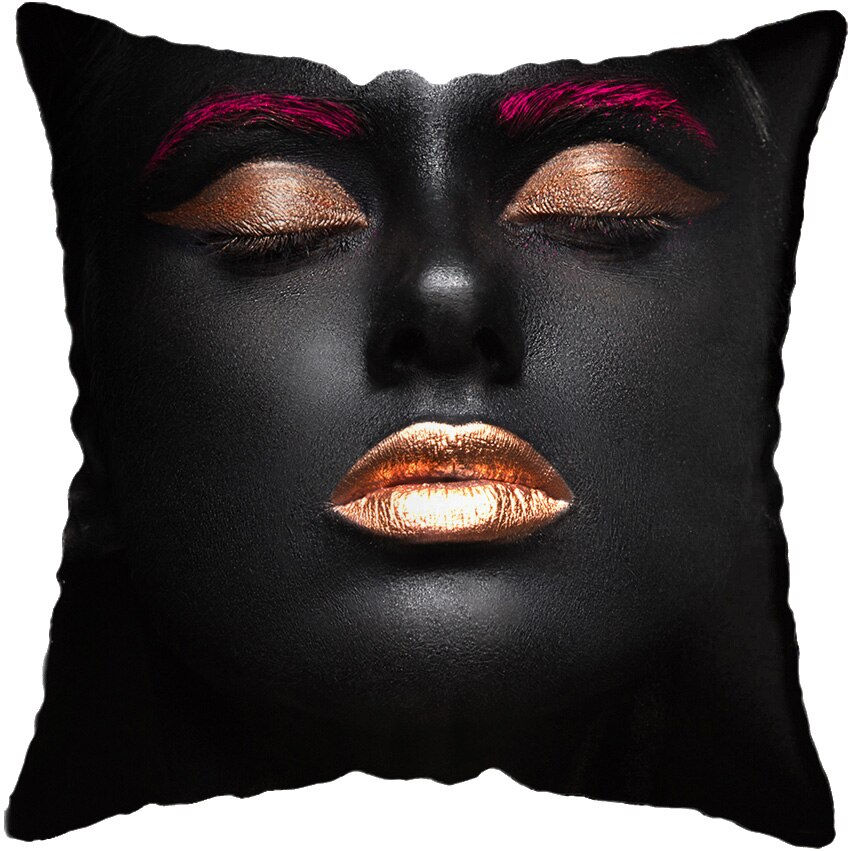 Miniature : 45*45CM Modern Living Room Black Gold African Lady Woman Style Look Art Deco So