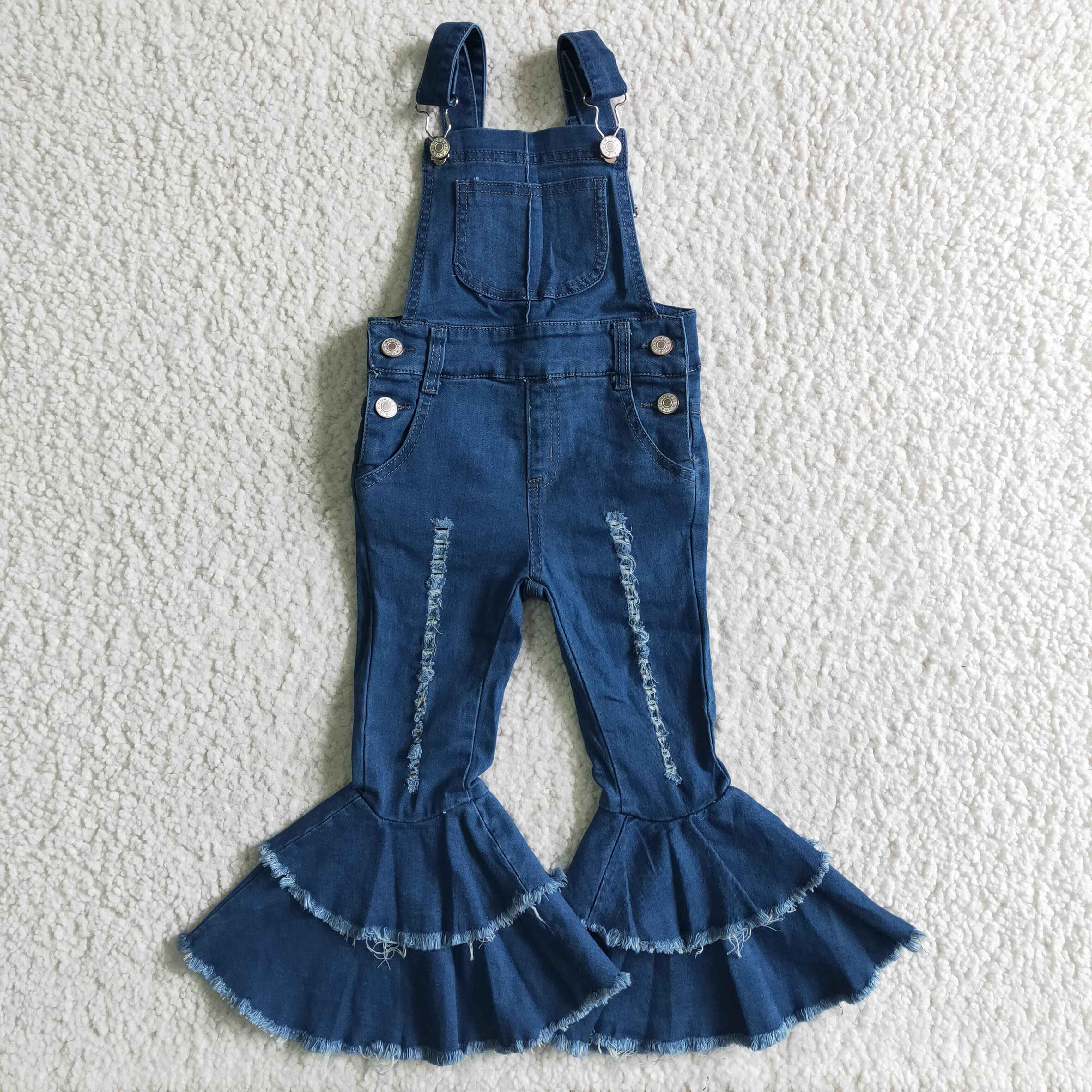 Summer Toddler Baby Girls Denim Suspender Romper Jumpsuit Summer Baby Girls One