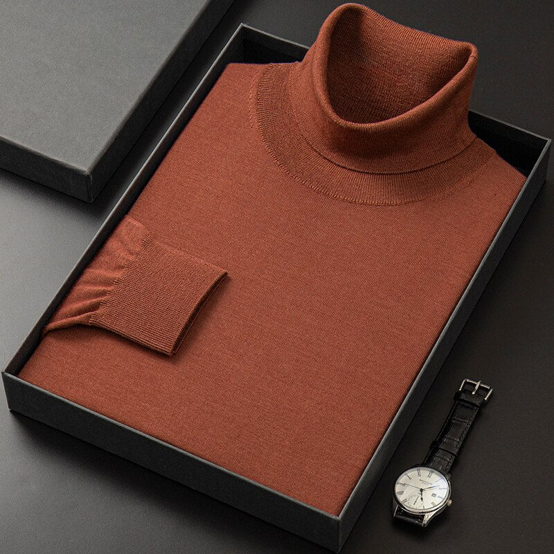 Thumbnail: Men's Turtleneck Sweater Autumn Winter Men's Rollneck Warm 100 Merino pure wool