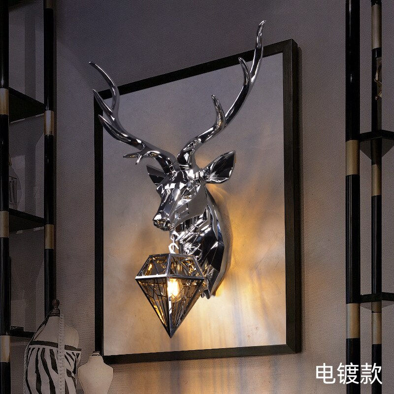 Thumbnail: Modern Antler Wall Lamp Nordic Deer Head Resin Wall Lamps for Bedroom Lighting 