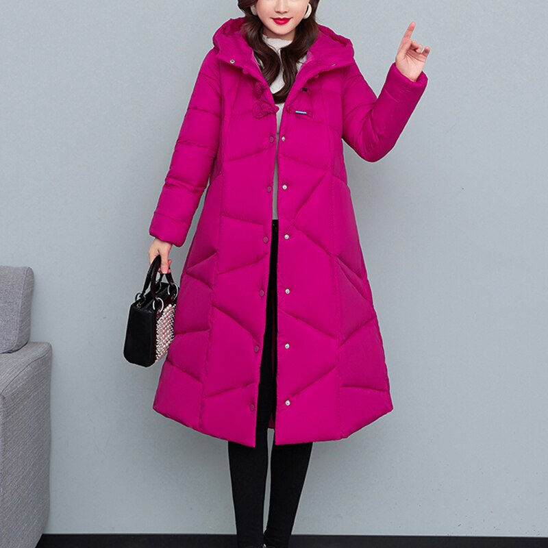Thumbnail: Thick Long Women Hooded Winter Coat Female Fashion Winter Jackets Long-Sleeved