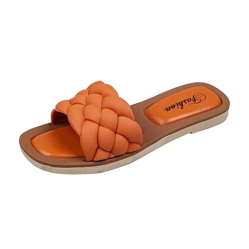 Миниатюра: New Summer Outdoor Beach Woven Flat Slippers Women Sandals Open Toe Casual Indo